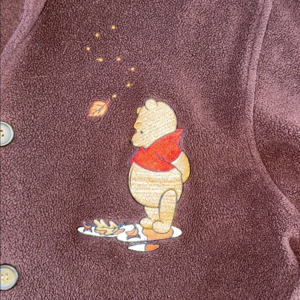 The Disney Store Winnie The Pooh Button Fleece Jacket Size Large Vintage